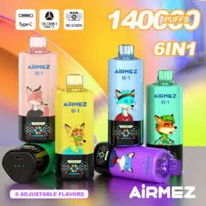 AIRMEZ Fox 6in1 140000 puffs disposable vape with Big Screen display and Type-C charging