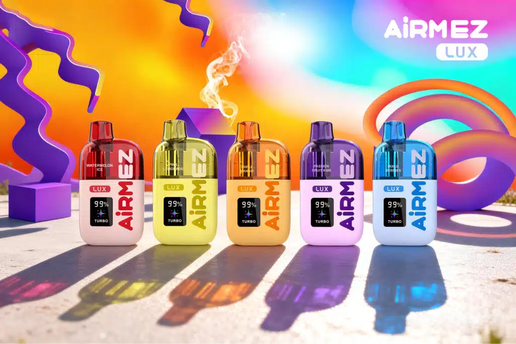 AIRMEZ LUX 60000 — 60.000 caladas, tanque visible de 30 ml, bobina de malla dual, recargable de 650 mAh, botón físico Boost (modo estándar/boost). 10 sabores únicos. Almacén en la UE.