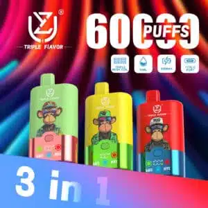 UZY Triple Option 60000 puffs triple-chamber switchable disposable vape — Triple Mesh Coil, Pro & Max Power Modes, Crystal Body, 54ml triple-tank, 30 flavor combos, EU warehouse wholesale