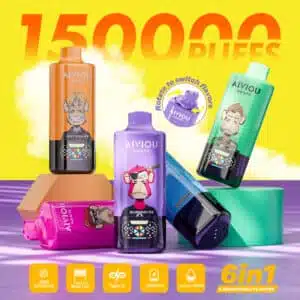 WASPE 6in1 150000 puffs six-flavor 6-in-1 switchable disposable vape — 64ml six-reservoir, 3×1.0ohm mesh coils, LED indicator, 650mAh Type-C, 12 six-flavor combos, EU warehouse wholesale