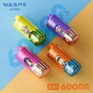 WASPE 60K Triple 60000 puffs triple-flavor triple-reservoir disposable vape — Triple Mesh Coils, 54ml triple-reservoir, LED Smart Display, 850mAh Type-C, 12 triple-flavor combos, EU warehouse wholesale